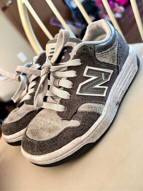 Kids New Balance 480 Gray & White Sneakers